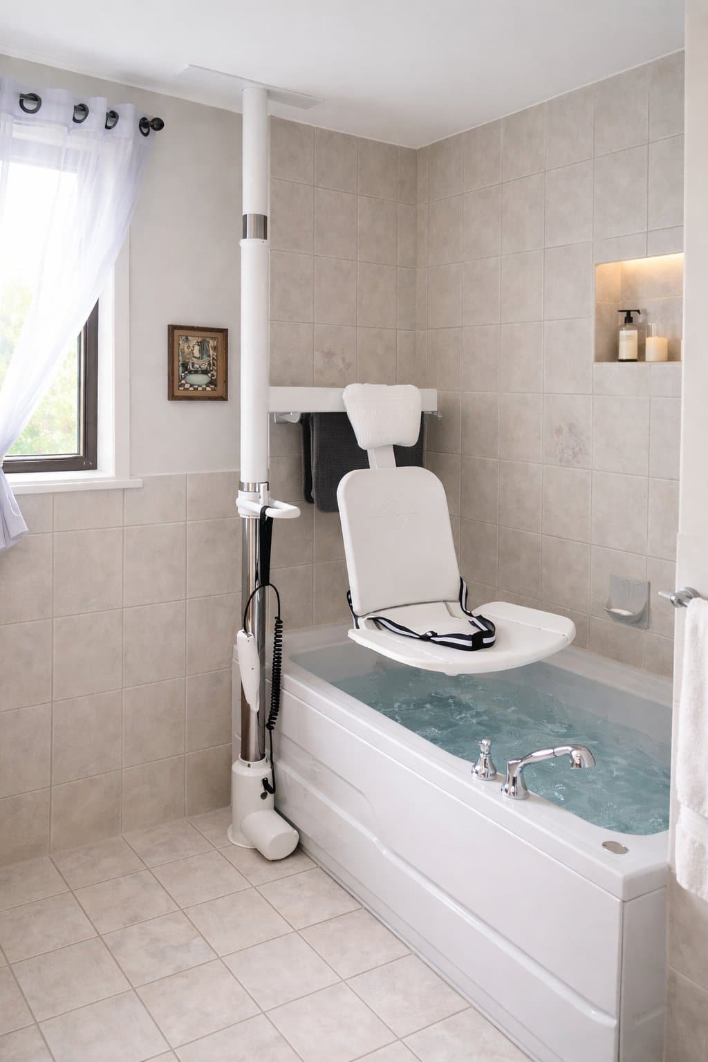 Chaise de bain Sécur-O-Bain installée dans une salle de bain